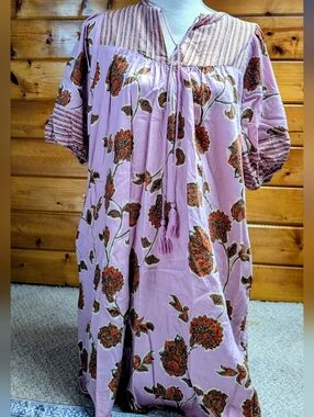 Pink Floral  Knox Rose Peasant Dress Size Small